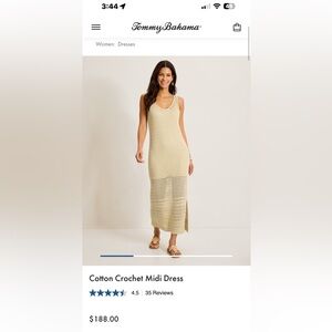 Tommy Bahama Cotten Crochet Midi Dress Size M Never Worn